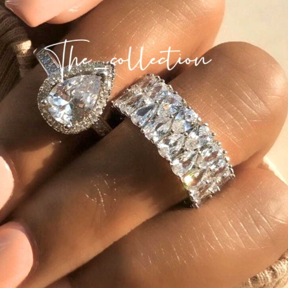 STERLING SILVER DOUBLE STACK DIAMOND RING